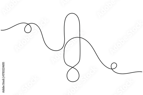 Caution danger sign continuous one line drawing on white background minimalist warning and risk icon outline vector illustration