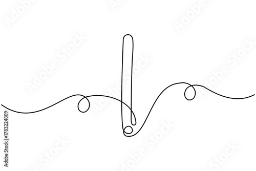 Caution danger sign continuous one line drawing on white background minimalist warning and risk icon outline vector illustration