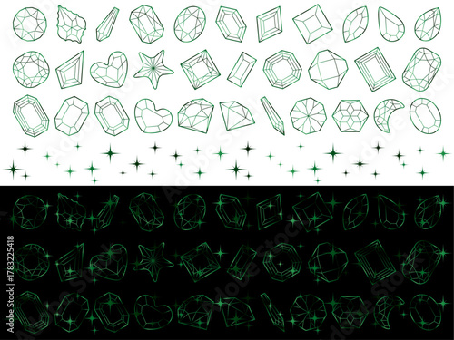 カットガラス、光、17緑