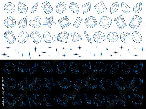 カットガラス、光、15青