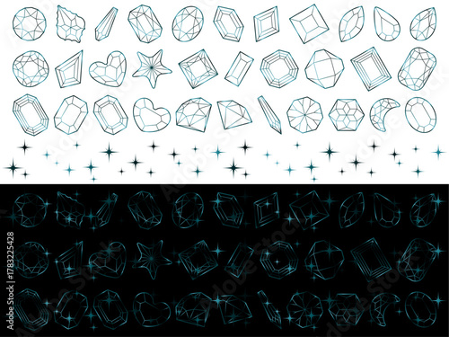 カットガラス、光、16青緑