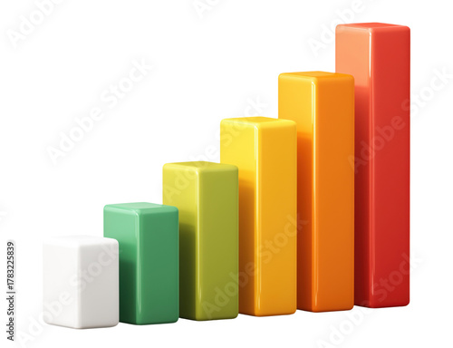 Free Download Three-dimensional bar chart with rainbow colored columns showing ascending values, isolated on transparent background - GFXLoad