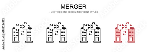 Merger in 4 different styles vector illustration