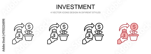 Investment in 4 different styles vector illustration