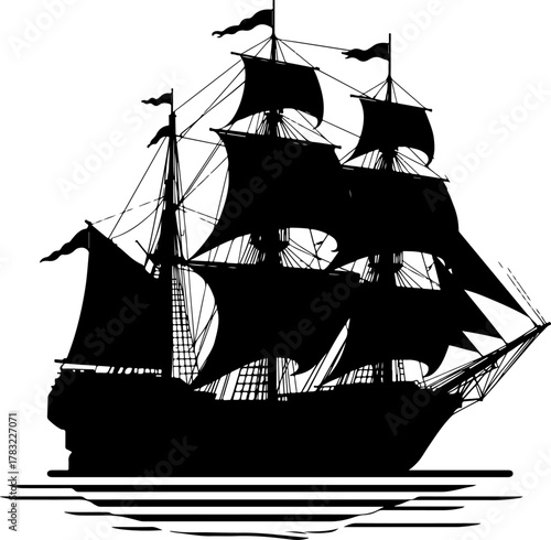 pirate ship isolated on white