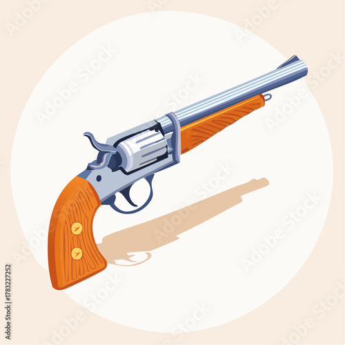 Antique revolver with wooden handle