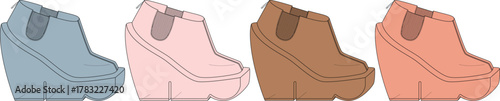 Fashionable wedge boots in a range of soft pastel and earth tones, perfect for stylish everyday wear