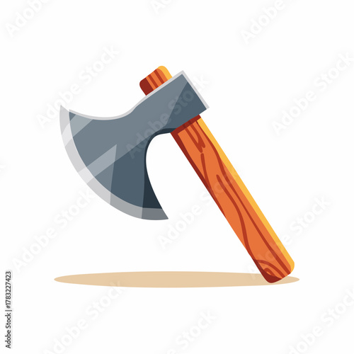 Axe tool with wooden handle