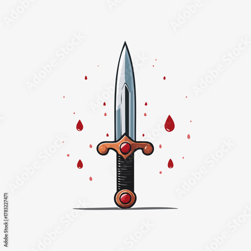 Bloody dagger with red drops