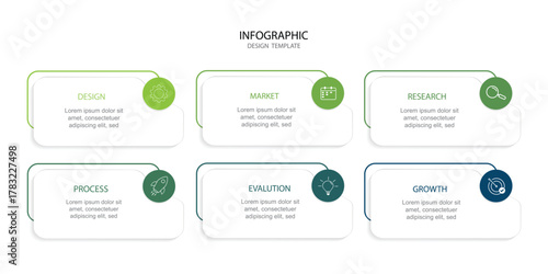 Creative concept for infographic with 6 steps, options, parts or processes. Business data visualization.