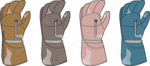 Illustrative depiction of various colored gloves in a cartoon style, suitable for design concepts