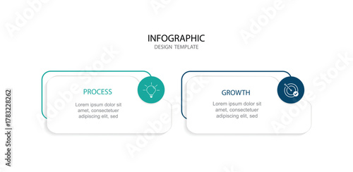 Creative concept for infographic with 2 steps, options, parts or processes. Business data visualization.