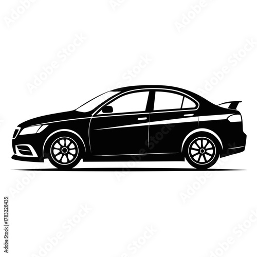 Modern Sedan Car Silhouette — Vehicle Transportation Icon Vector