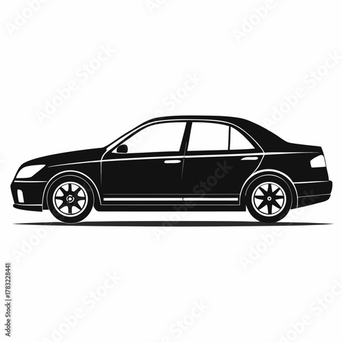 Modern Sedan Car Silhouette — Vehicle Transportation Icon Vector