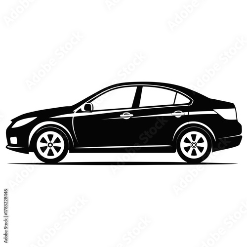 Modern Sedan Car Silhouette — Vehicle Transportation Icon Vector