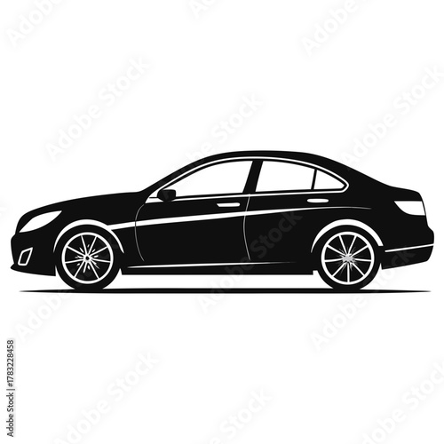 Modern Sedan Car Silhouette — Vehicle Transportation Icon Vector