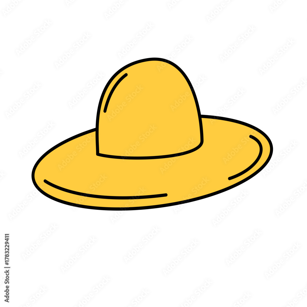 Fototapeta premium Hand-Drawn Colored Summer Hat Drawing Doodle