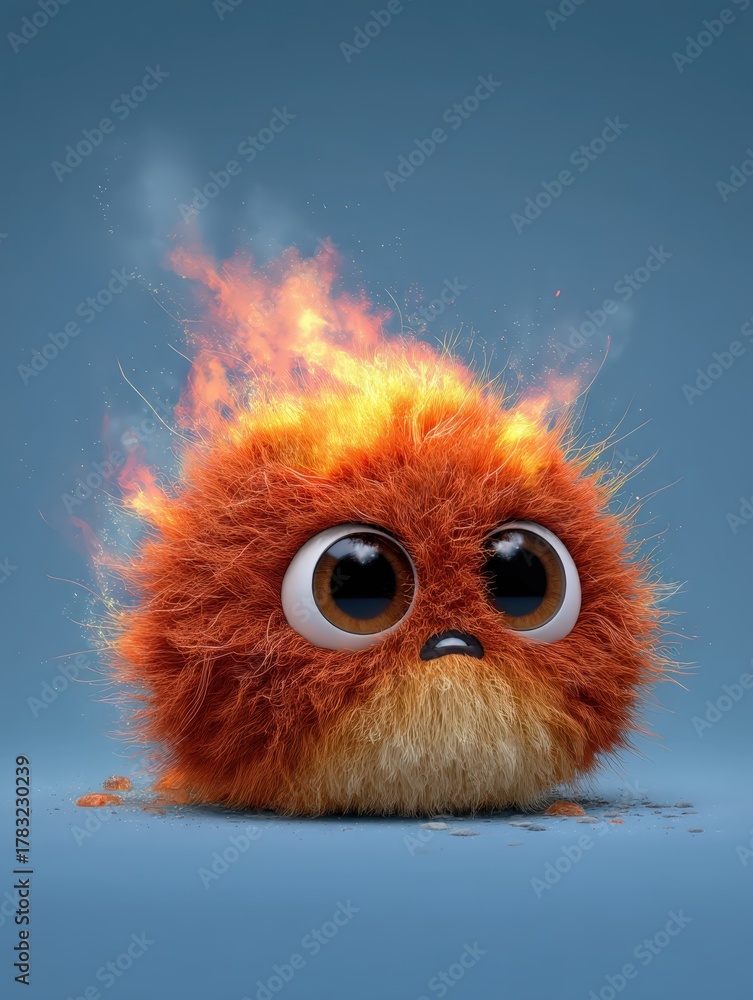 Obraz premium Una adorable criatura de fuego con grandes ojos expresivos.