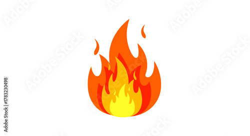 Vibrant stylized fire flame icon graphic illustration depicting heat, energy, danger, burning, passion, and warmth concept
