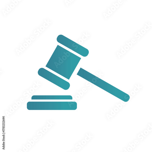 Minimalist Gavel and Sound Block Flat Vector Icon for Law and Justice
