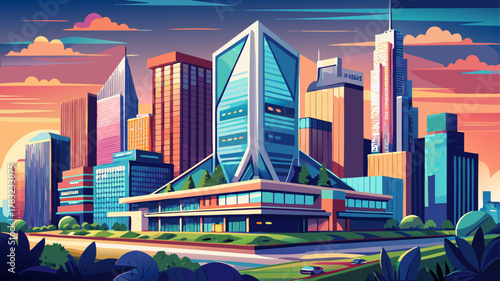 Very beautiful view of the modern architecture of One Dalton in Boston, Massachusetts, USA, featuring its sleek innovative design rising above the urban landscape, with clear skies and a realistic 