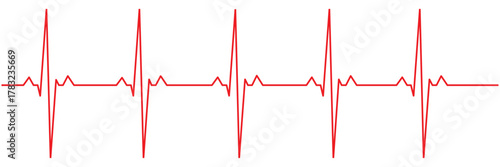 Heartbeat line icon with transparent background, depicting an electrocardiogram waveform, pulse rhythm, and medical vital signs for health monitoring, vector illustration	