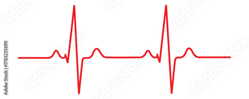 Heartbeat line icon with transparent background, depicting an electrocardiogram waveform, pulse rhythm, and medical vital signs for health monitoring, vector illustration	
