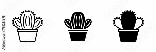 Vector illustration of a black cactus	