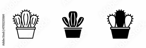 Vector illustration of a black cactus	
