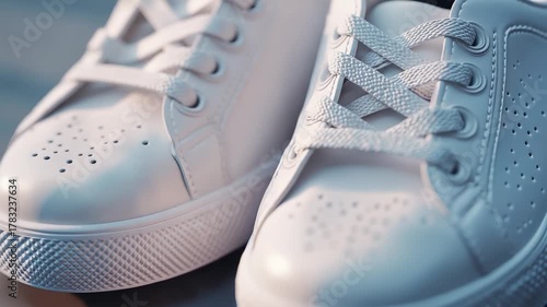 White Sneakers Close-up Video - Rotating Footwear Product Animation for Fashion Marketing, E-commerce, and Sports Retail Advertising