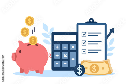piggy bank and calculator