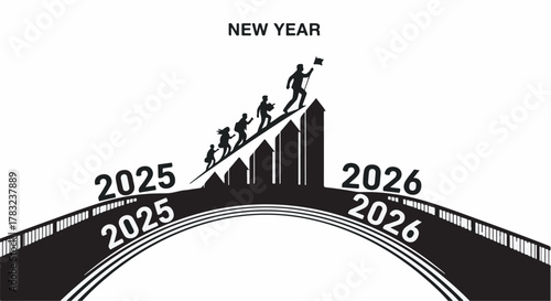 People climbing stairs symbolizing progress towards New Year 2026 success