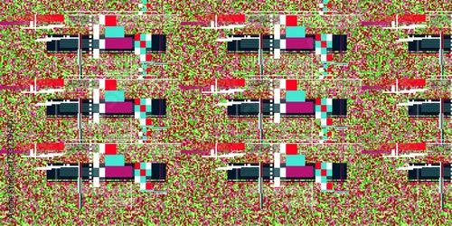 Obraz na plátne Glitch Art Autostereogram (Stereogram) with Abstract Geometric Repeating Pattern