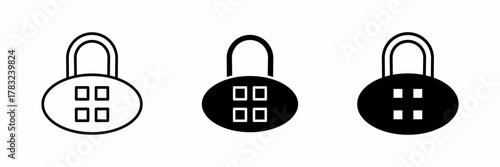 Vector illustration of a black padlock, scurity	