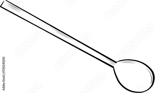 Hand drawn black and white teaspoon vector illustration