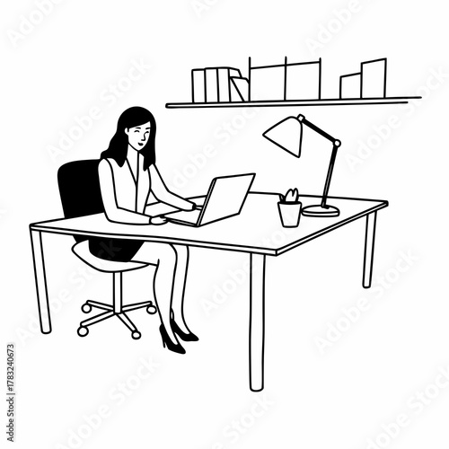 Attractive professional caucasian businesswoman working on her laptop, likely in an office setting, Balance Sheet, Accounting of Owners Equity, Cash Receipts Journal, Liabilities, Idle Capacity