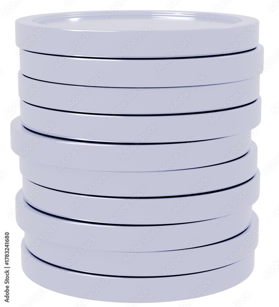 Obraz premium 3D_積まれたコイン_シルバー