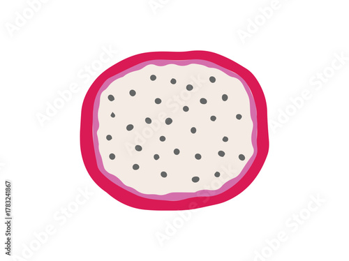 Tropical Dragon Fruit Slice Illustration
