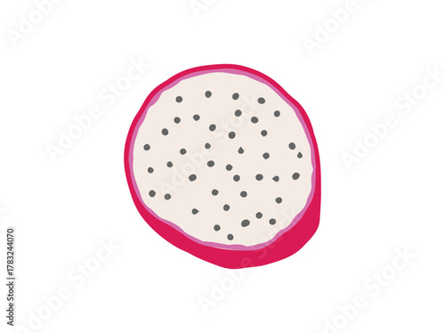 Slice Red Dragon Fruit Illustration