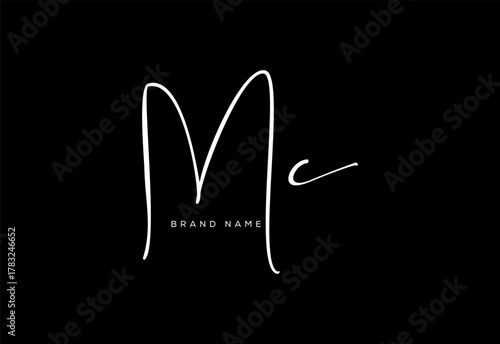 MC letter beauty cursive handwriting logo. vector logo| abstract logo| minimalist logo| brand identity| calligraphy design.