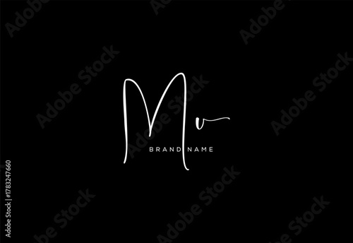 MU letter beauty cursive handwriting logo. vector logo| abstract logo| minimalist logo| brand identity| calligraphy design.