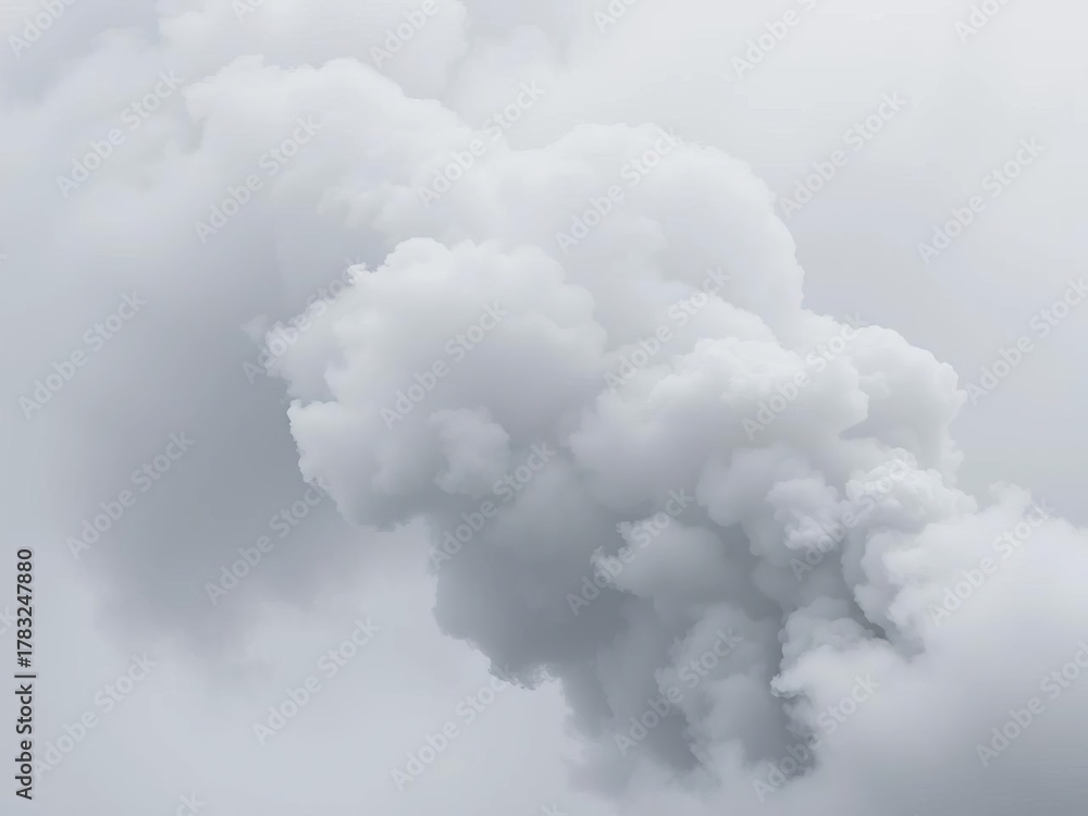 Fototapeta premium Dense grey smog billows from an unseen source, a visual metaphor for environmental impact and artistic expression, dense, intense