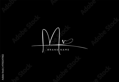 MV letter beauty cursive handwriting logo. vector logo| abstract logo| minimalist logo| brand identity| calligraphy design.