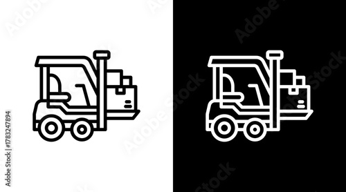 Forklift With Icon Set Design