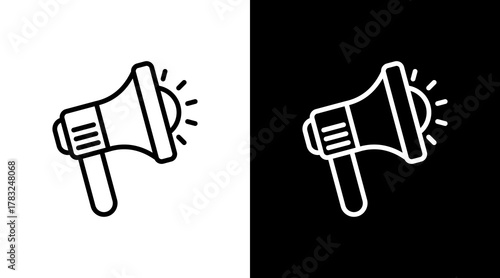 Bullhorn With Icon Set Design