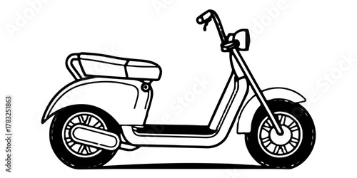 “Modern electric scooter parked near city street — urban eco transport concept — background remove.”