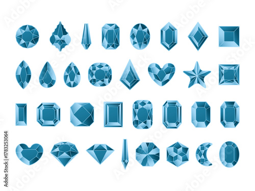 カットガラスP、5水色