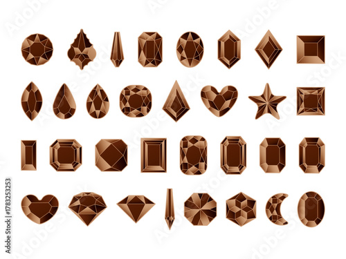 カットガラスP、18茶色