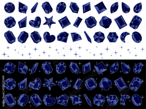 カットガラスP、光、14紺