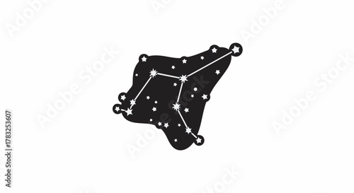 Abstract representation of a constellation against a dark cosmic background with glowing stars.
